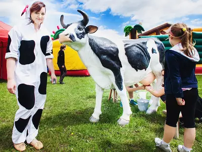 Konkurs dojenia sztucznej krowy - Park Atrakcji Ekologiczny - Organizacja Imprez, Pikników, Festynów
