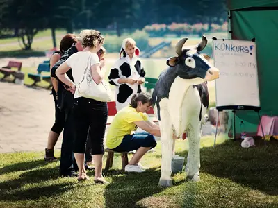 Konkurs dojenia sztucznej krowy - Park Atrakcji Ekologiczny - Organizacja Imprez, Pikników, Festynów